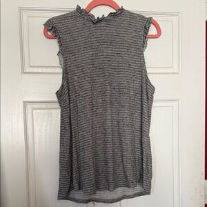 Maurices Charcoal with Navy Stripes Sleeveless Ruffle Top
